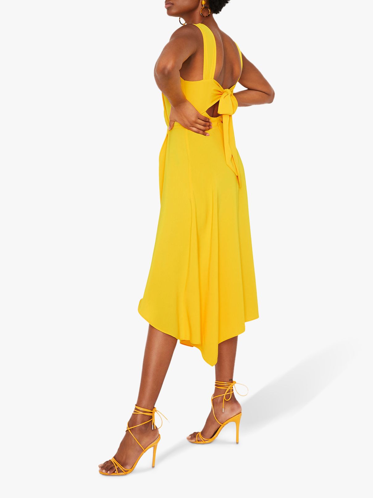 warehouse tie back midi dress