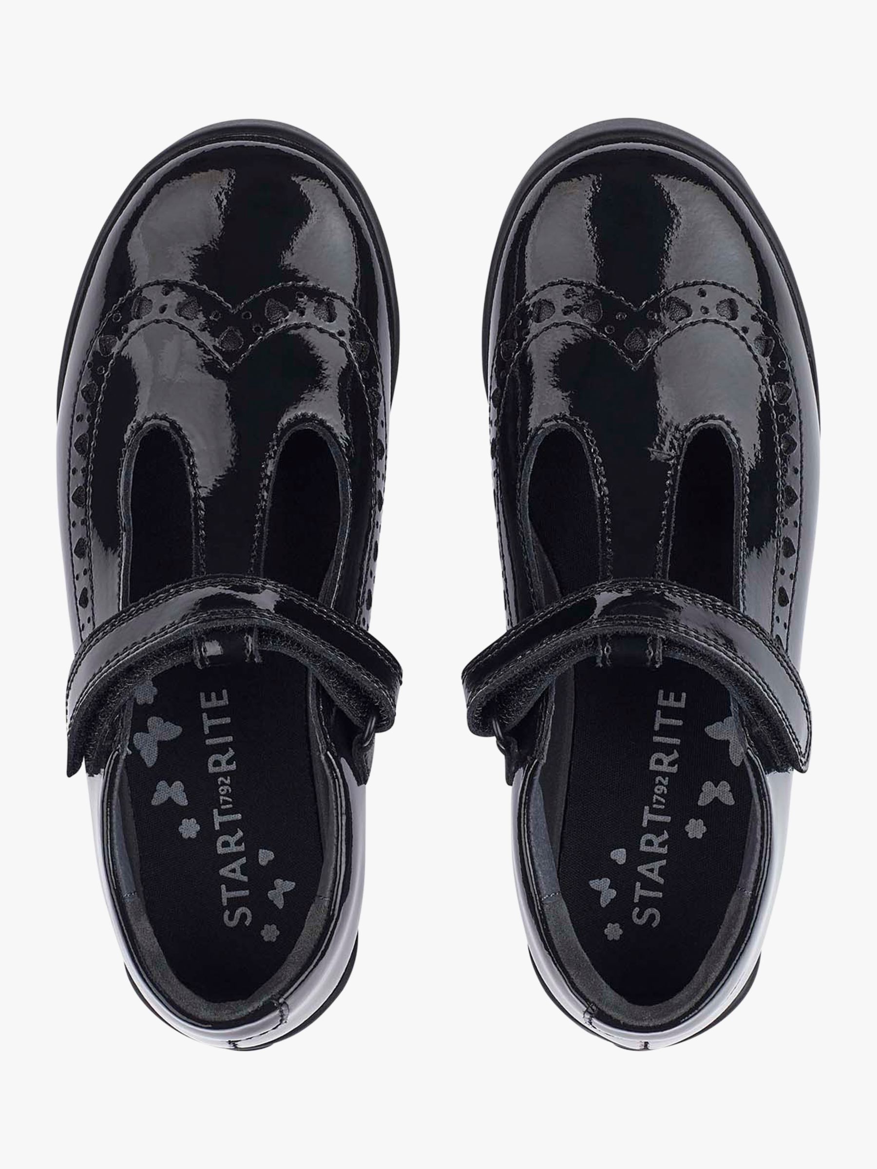 Start-Rite Kids' Leapfrog Riptape Glossy Leather Shoes, Black, 7.5E Jnr