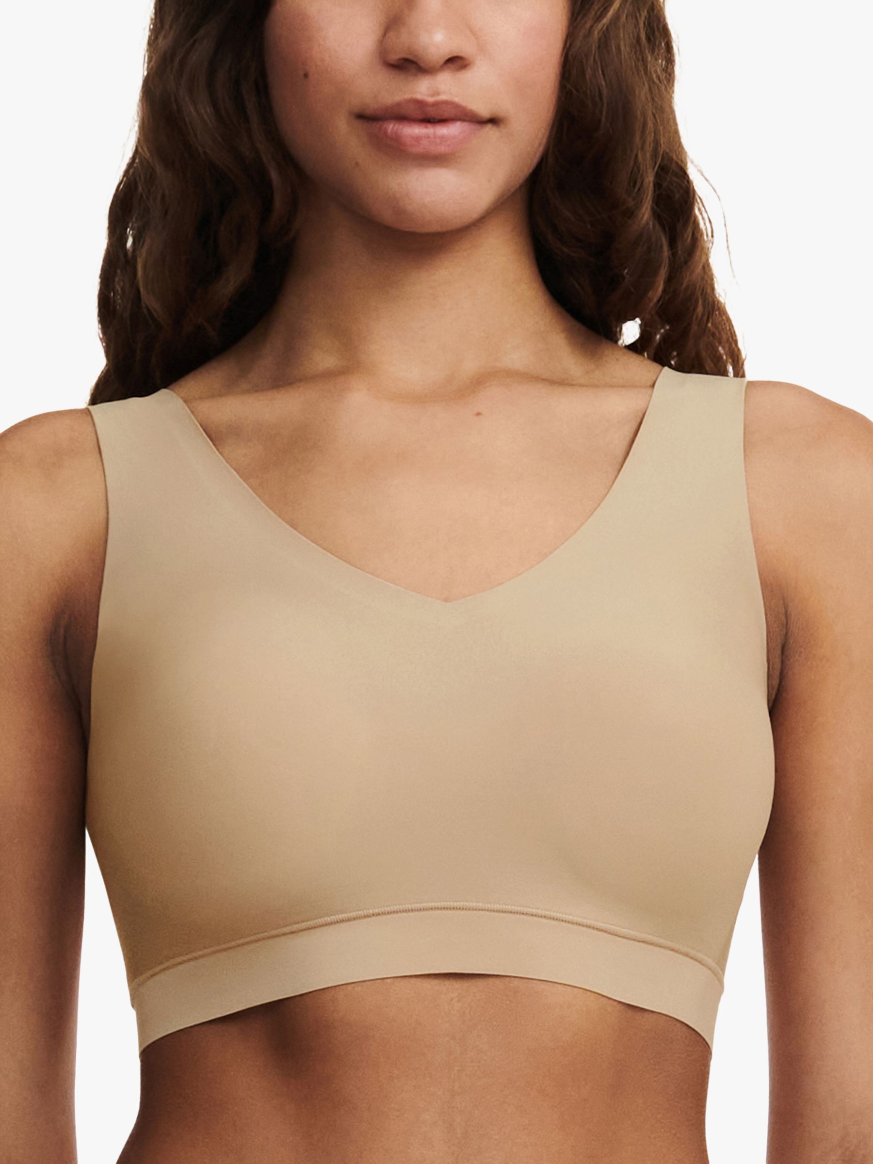 Chantelle Soft Stretch V-Neck Padded Crop Bra, Nude at John Lewis & Partners