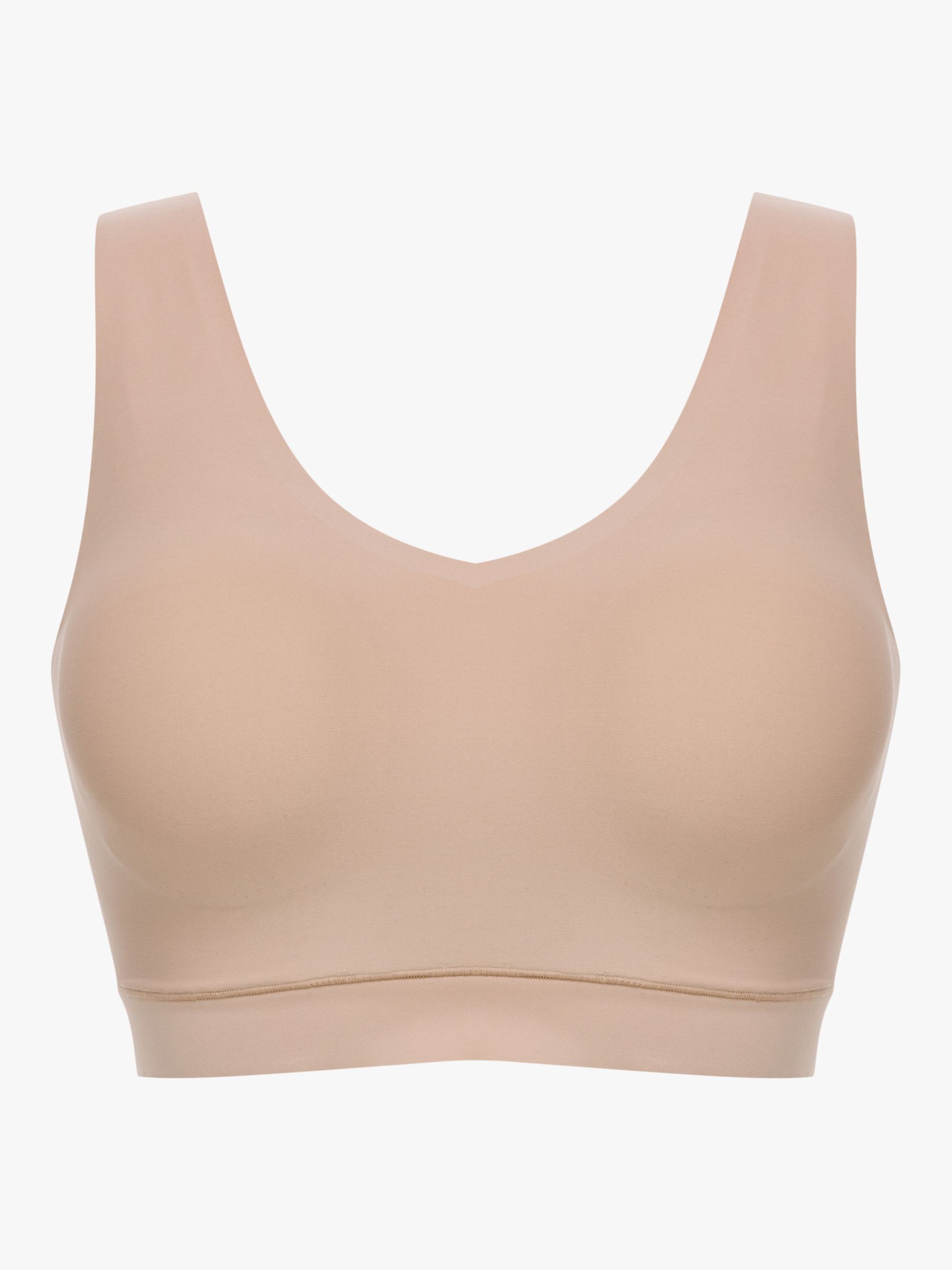 Chantelle Soft Stretch Padded V-Neck Crop Top Lounge Bra in Nude