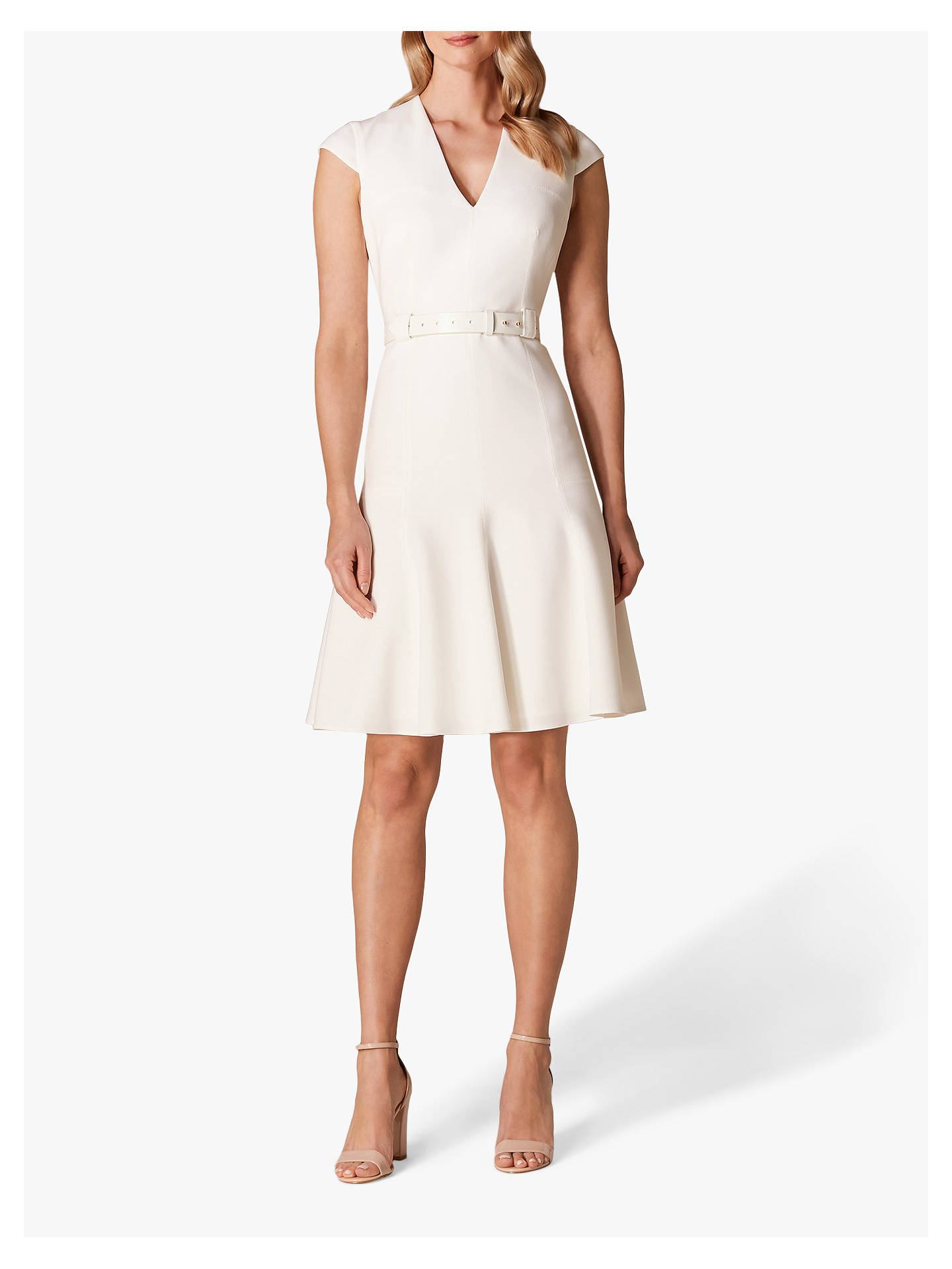 Karen Millen Pleat Hem Tailored Dress, Ivory at John Lewis & Partners