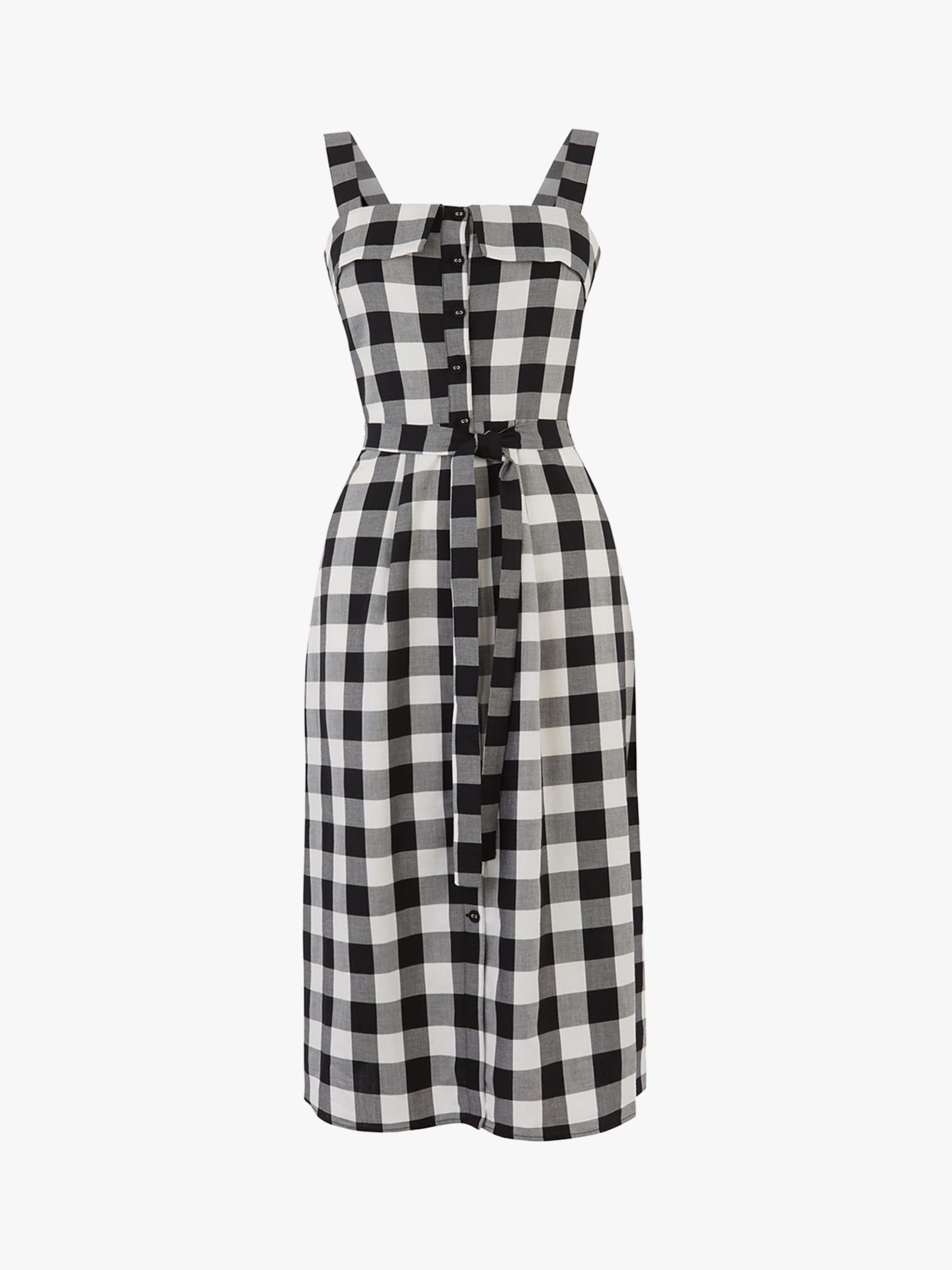 Oasis Gingham Midi Dress, Black/White at John Lewis & Partners