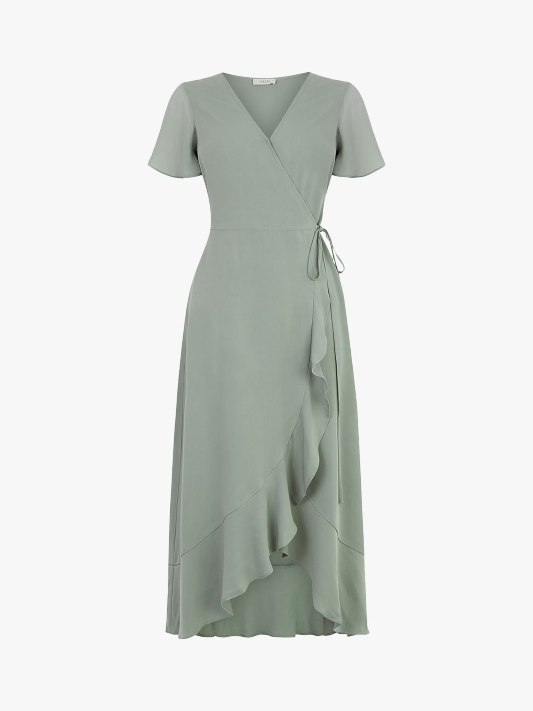 Oasis Chiffon Wrap Dress, Khaki at John Lewis & Partners