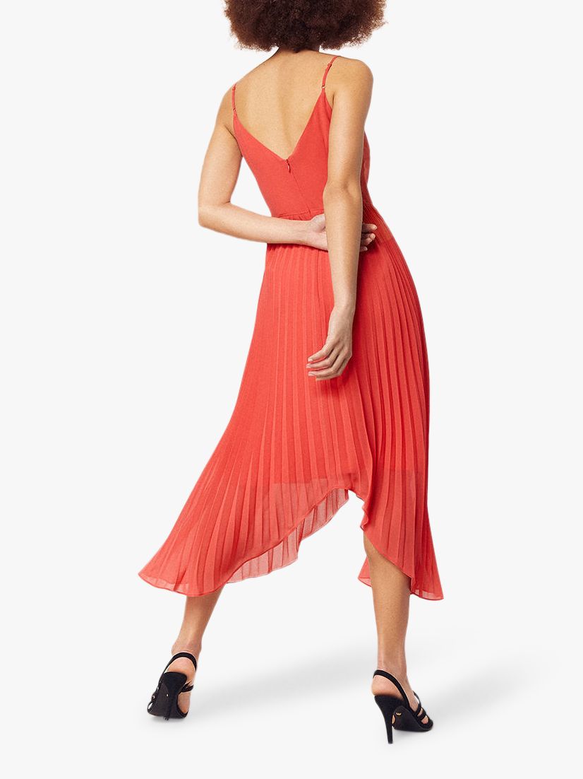 oasis coral pleated dress