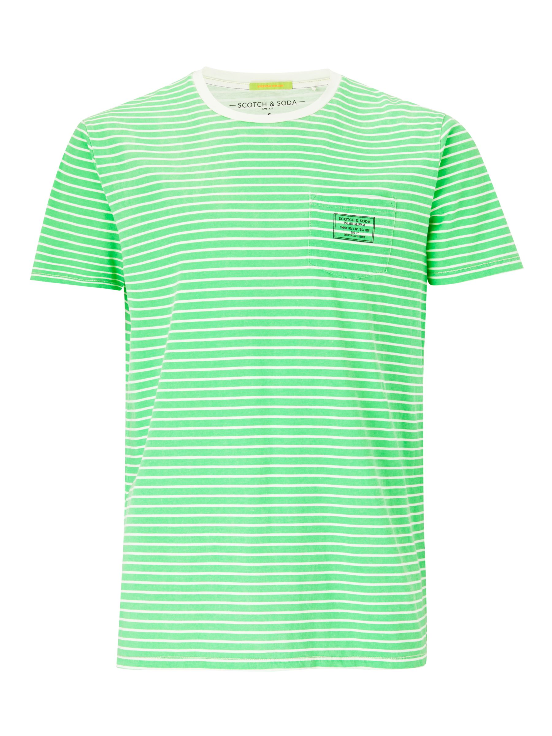 Scotch & Soda Garment Dye Stripe T-Shirt, Green at John Lewis & Partners