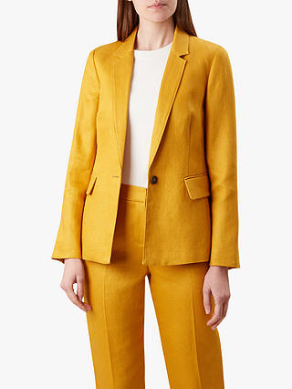 Hobbs Anthea Linen Jacket, Golden Yellow