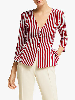Marella Gnu Button Stripe Blouse, Red
