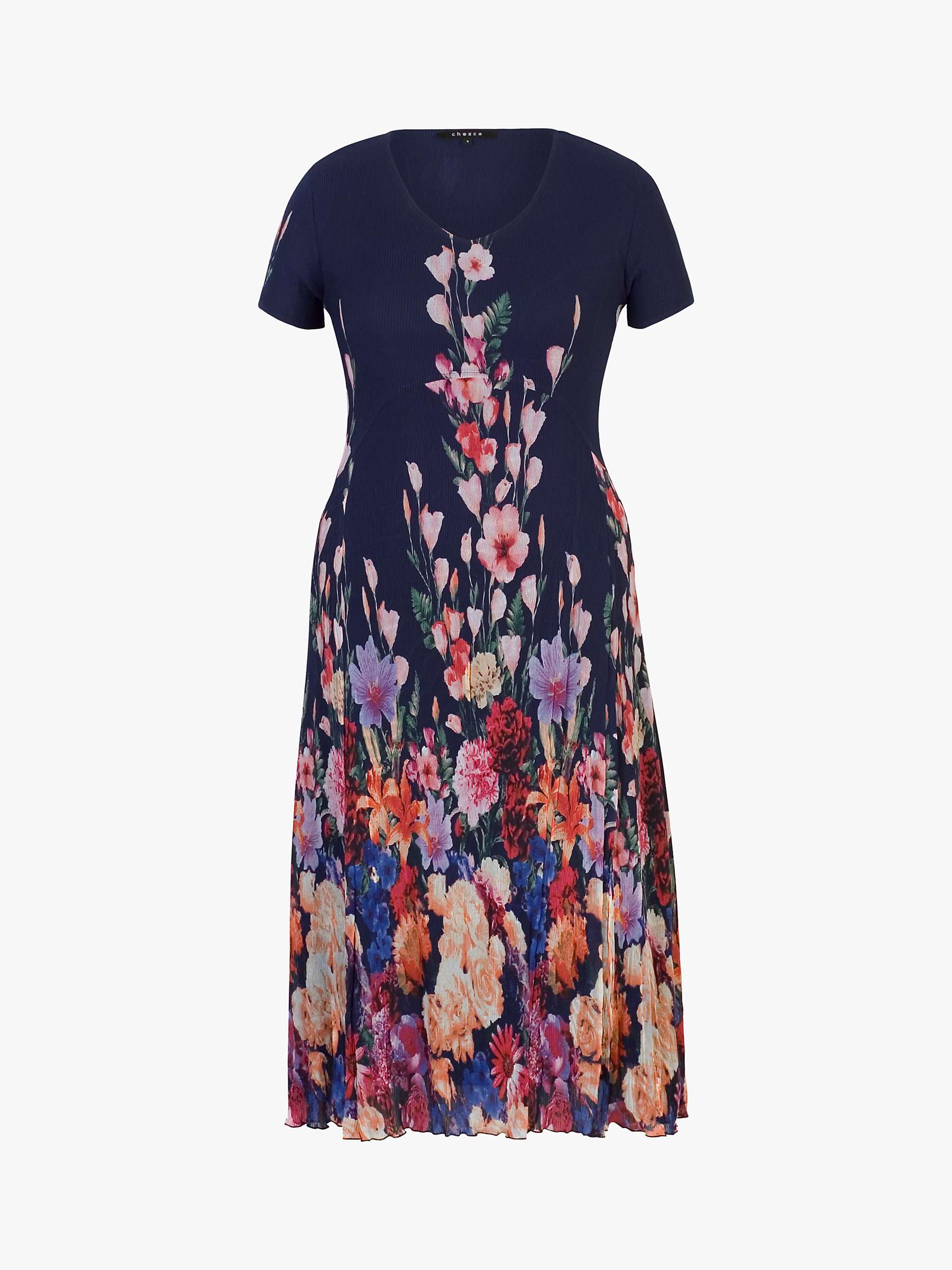 Buy chesca Floral Border Crush Pleat Chiffon Dress Online at johnlewis.com