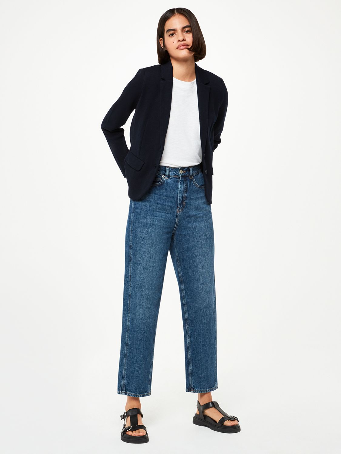 Whistles Slim Jersey Jacket, Navy at John Lewis & Partners