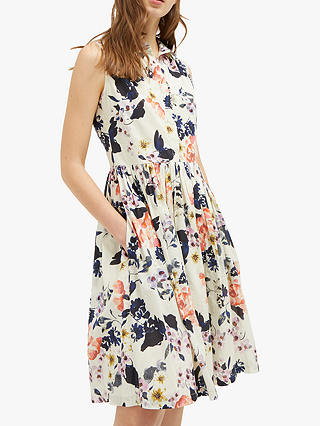 French Connection Acaena Sleeveless Floral Dress, Cream/Multi