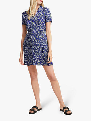 French Connection Cerisier Rayon Dress, Alure Blue Multi