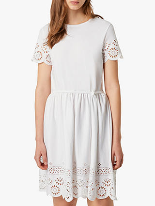 French Connection Santoline Broderie Dress, Linen White