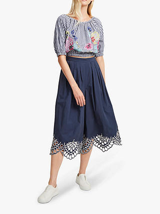 French Connection Lavande Gingham Top, Indigo/Multi
