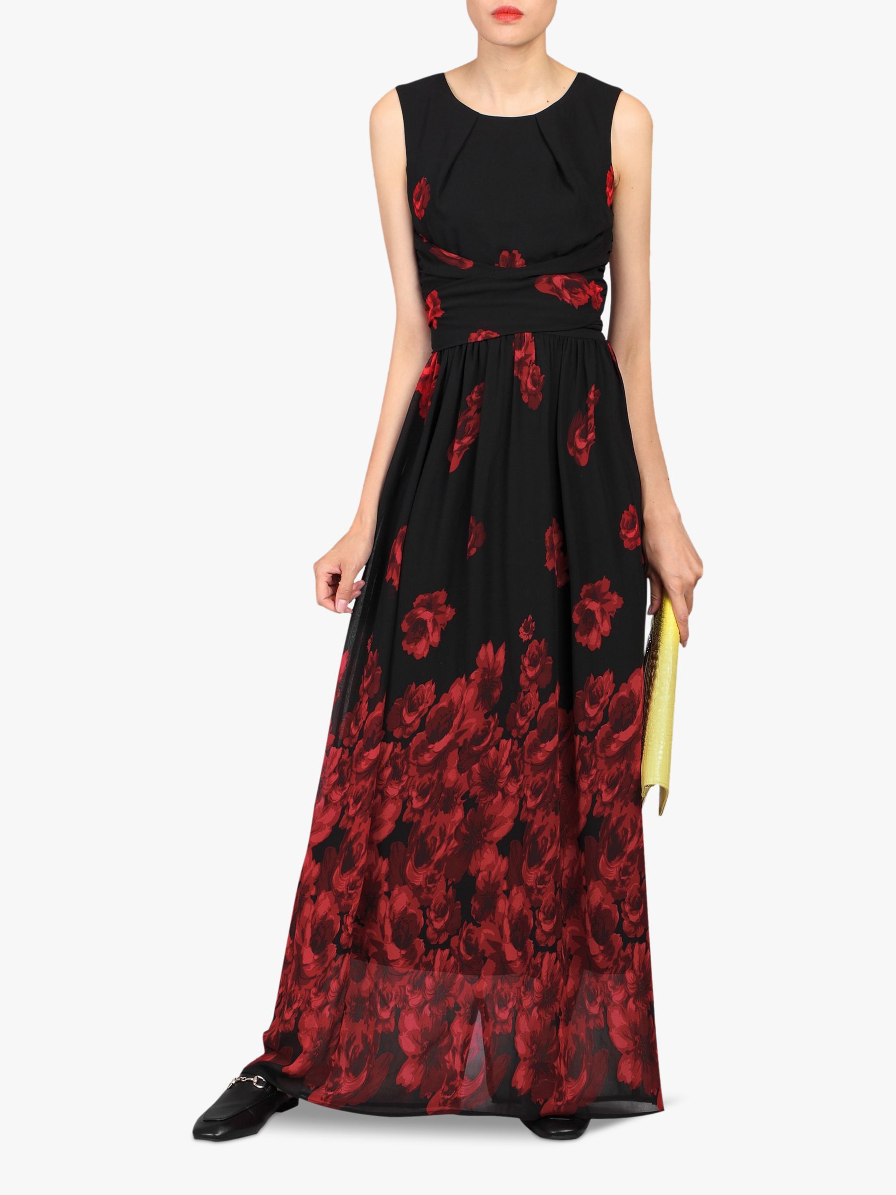 black floral chiffon maxi dress