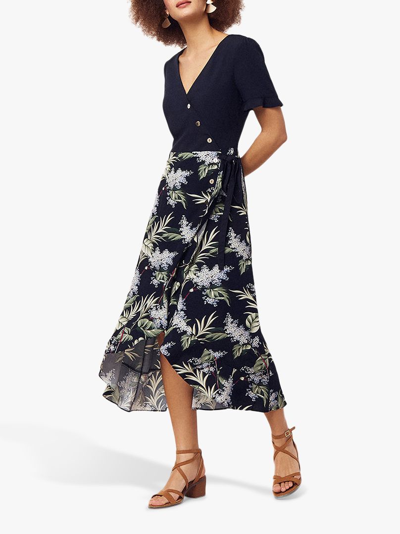 jasmine tie sleeve midi dress navy