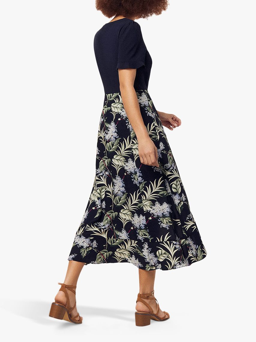 jasmine tie sleeve midi dress navy