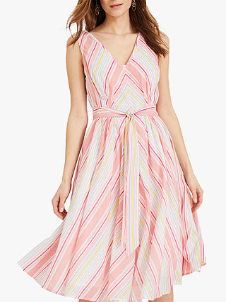 Phase Eight Samantha Stripe Dress, Pink/Multi