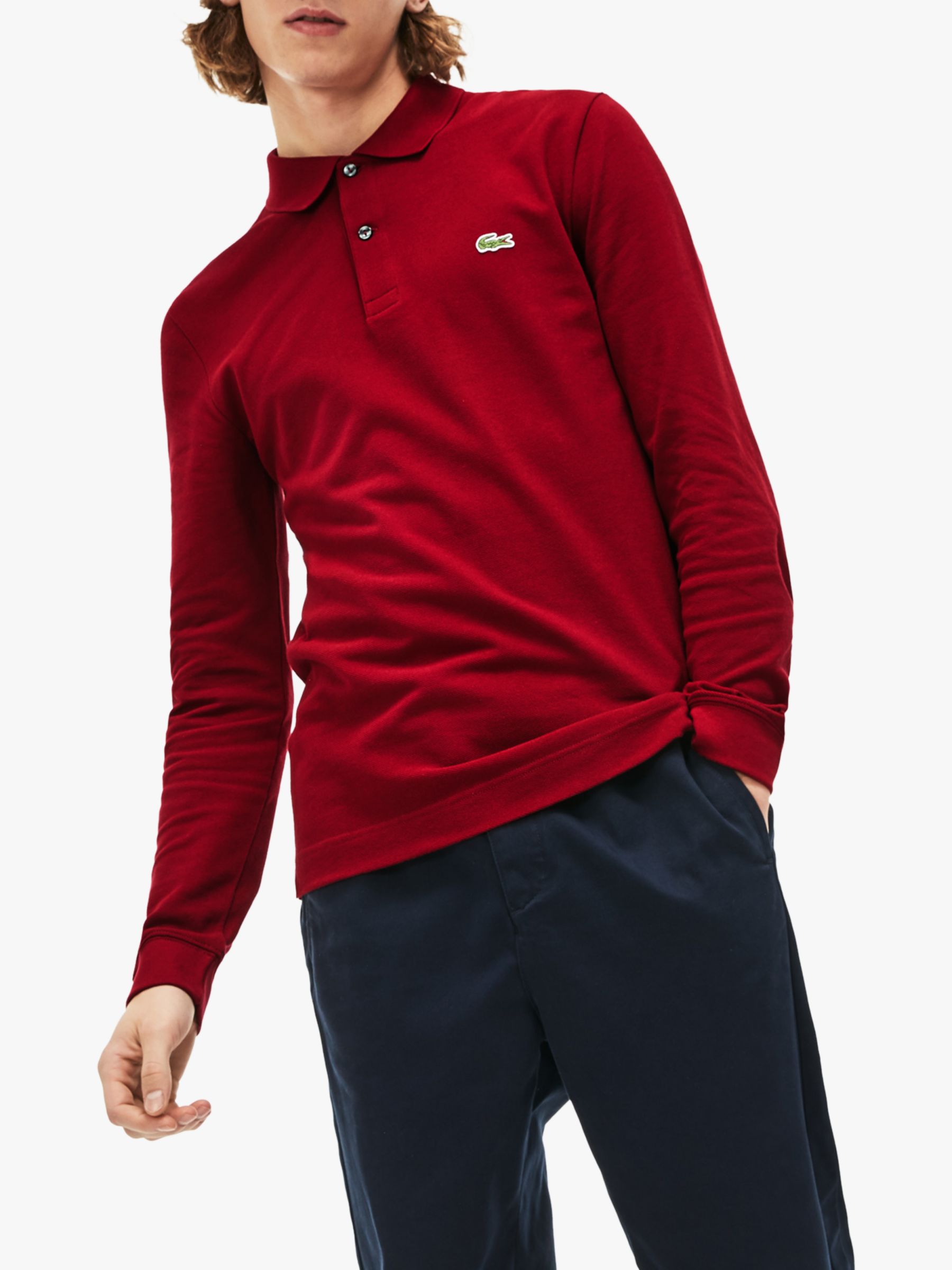 lacoste red long sleeve shirt