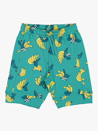 Polarn O. Pyret Children's Banana Print Shorts, Teal Green
