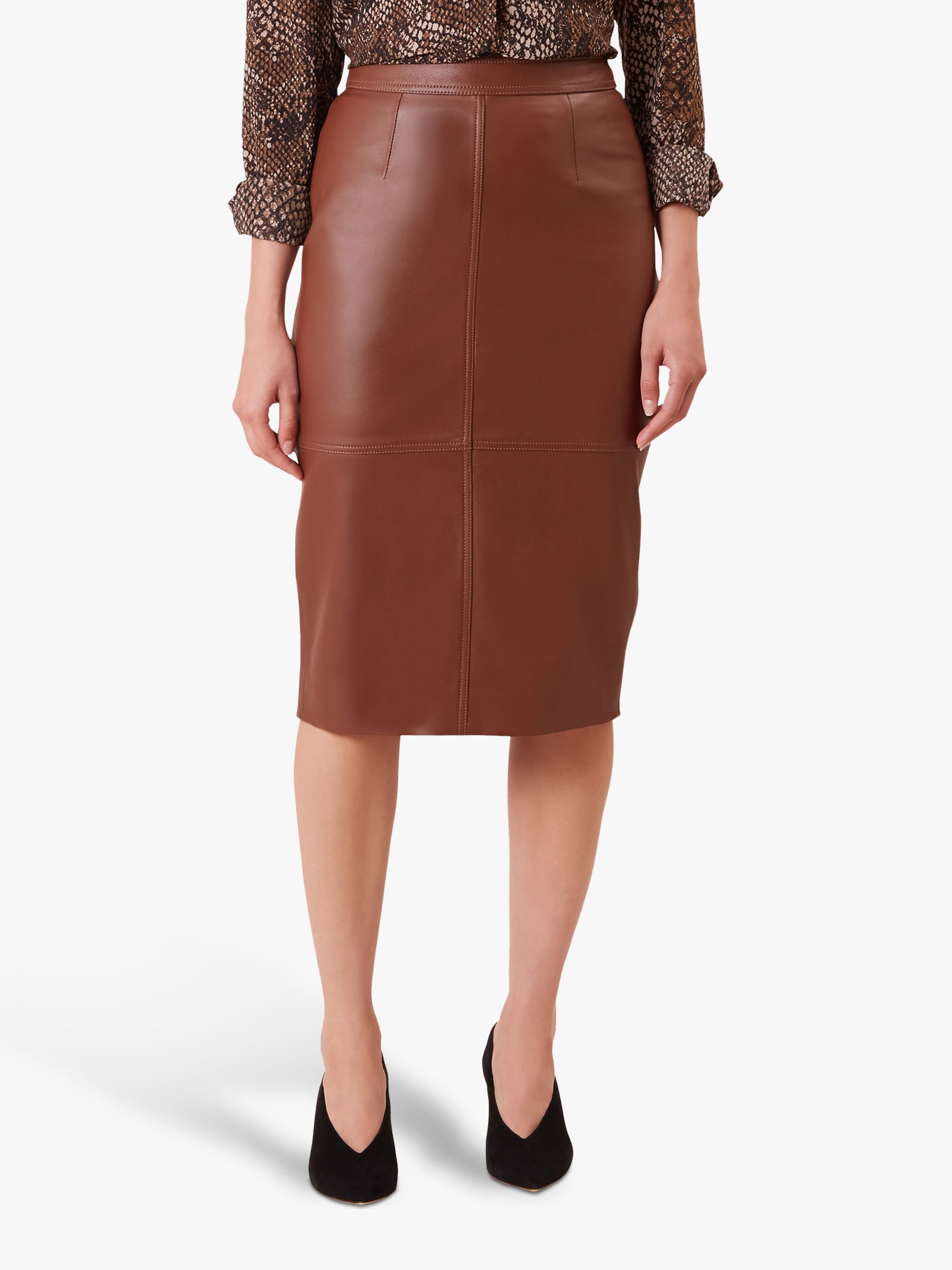 Hobbs Thea Leather Skirt, Tan