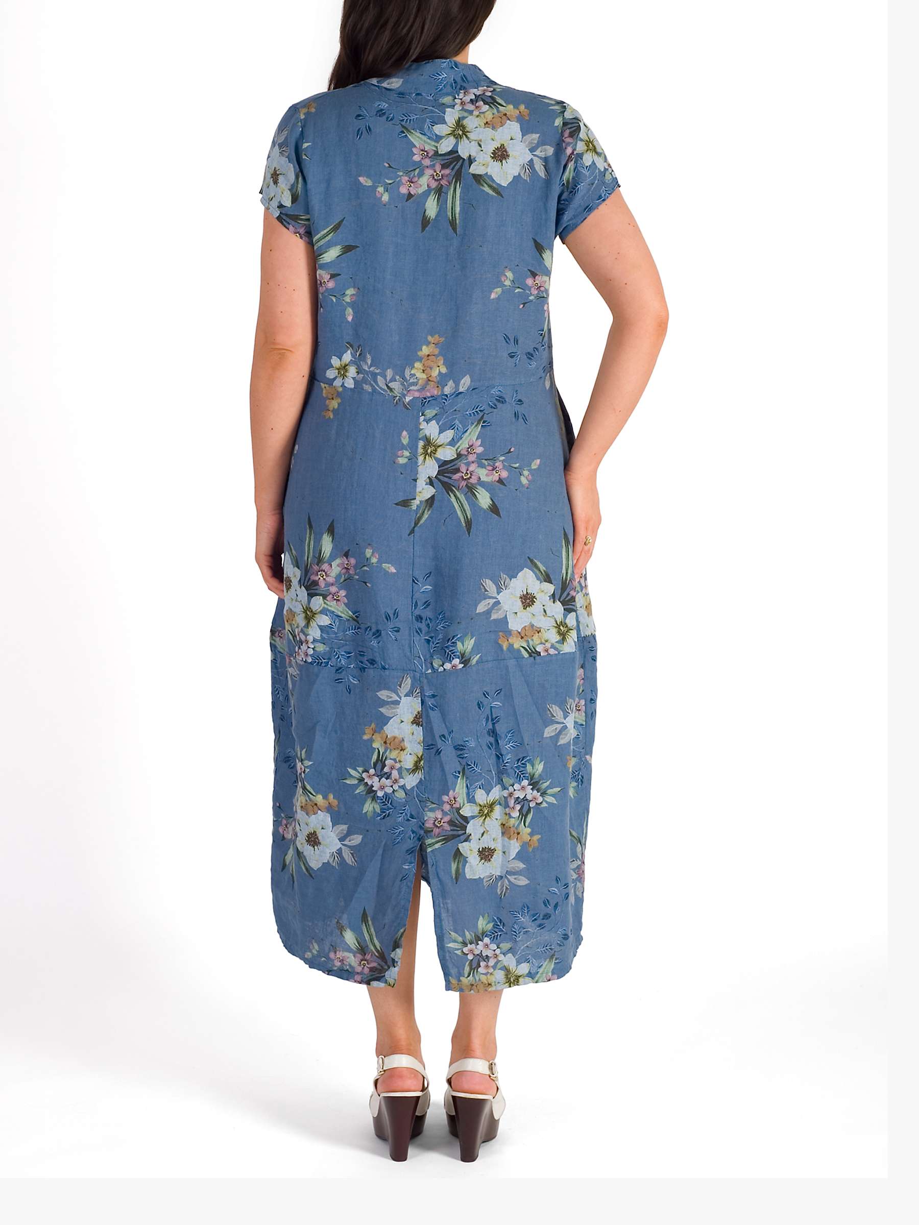 Buy Chesca Japanese Floral Linen Dress, Blue Online at johnlewis.com