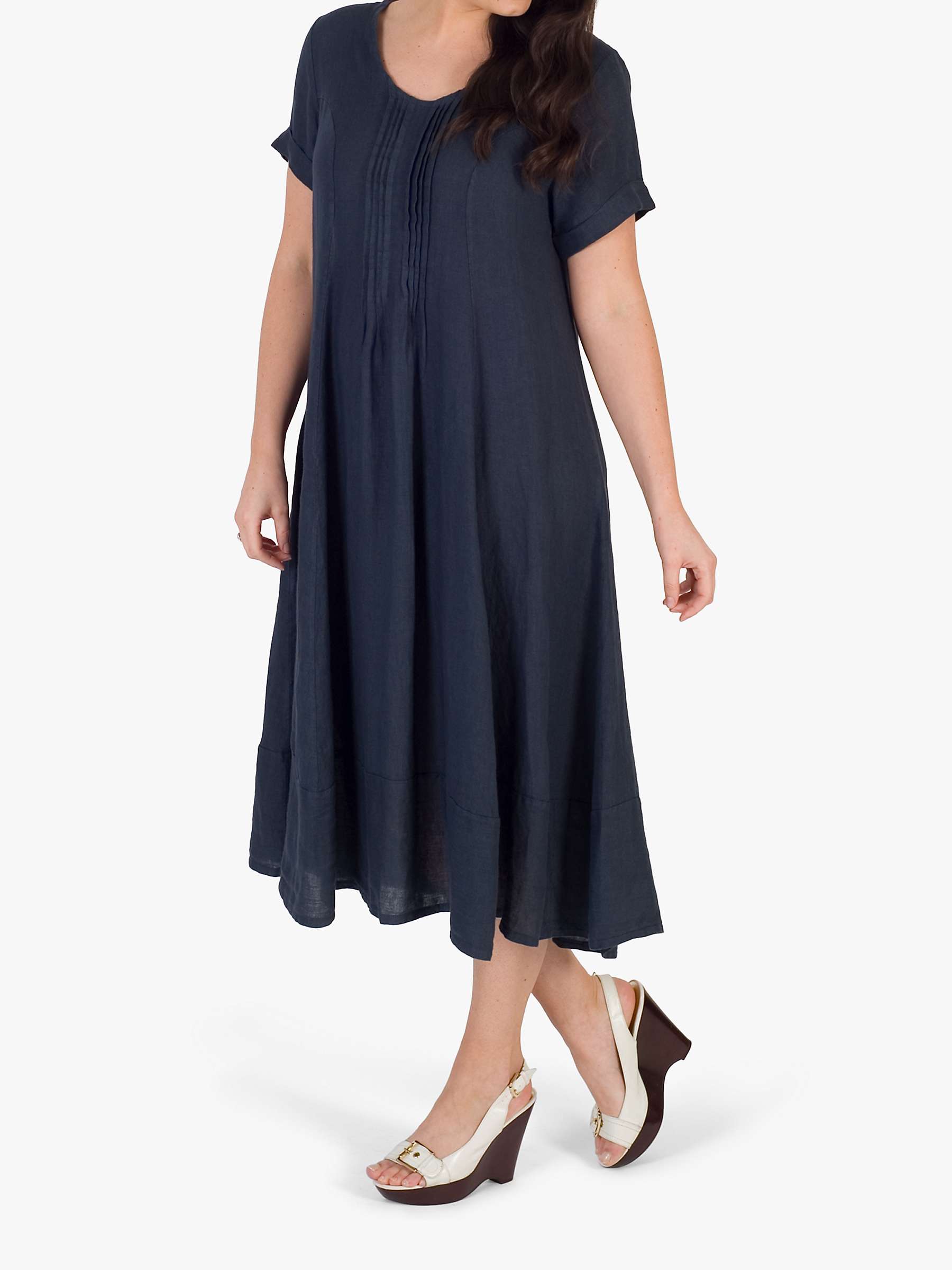 Buy chesca Pintuck Detail Linen Dress, Navy Online at johnlewis.com