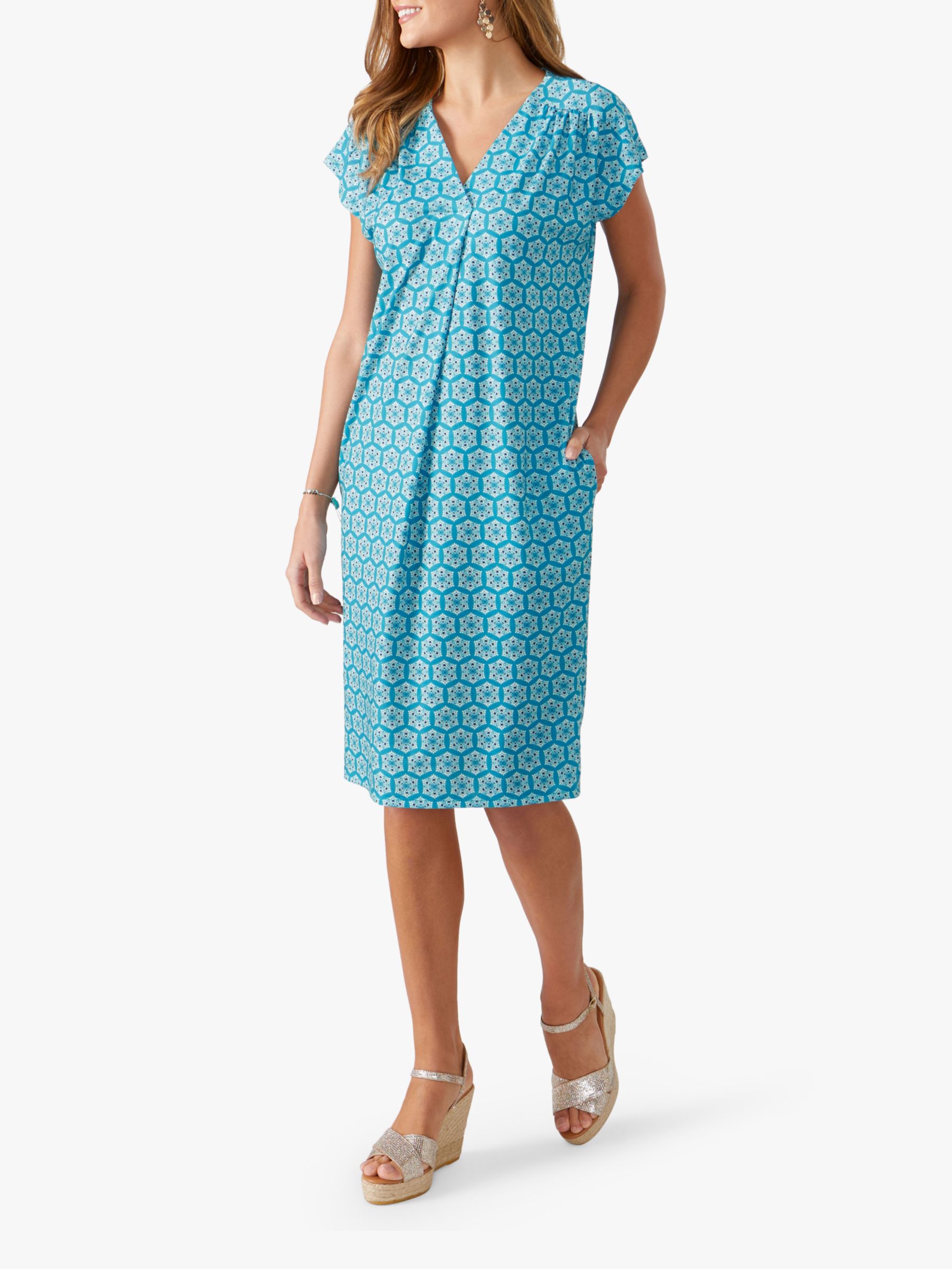 Pure Collection Relaxed Jersey Dress, Turquoise Tile