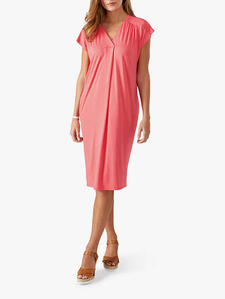 Pure Collection Jersey Relaxed Dress, Rich Coral
