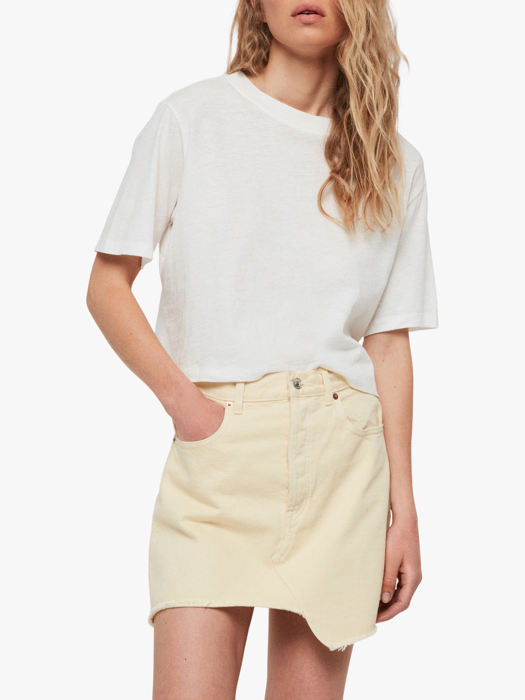 pale yellow denim skirt
