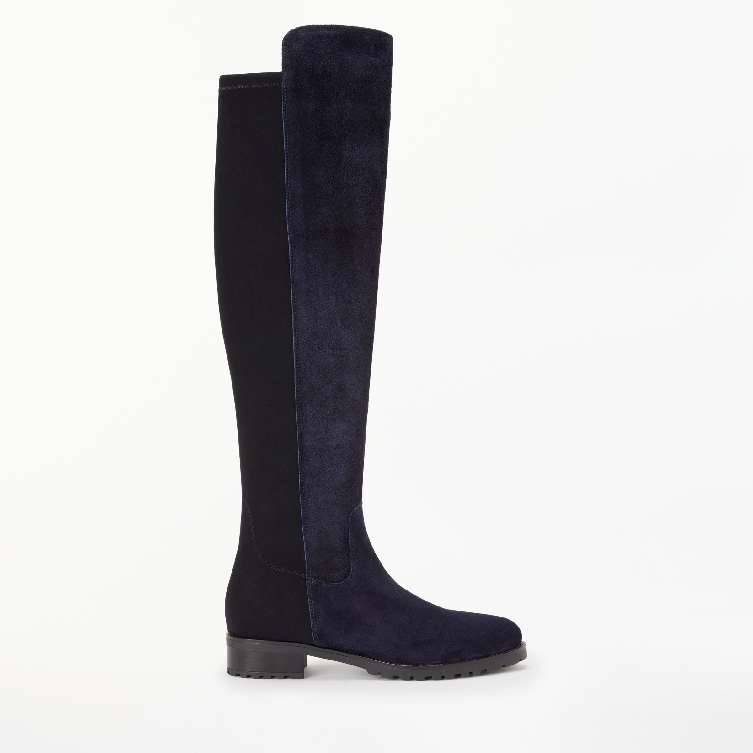 John Lewis Tilda Suede Over The Knee Boots, Navy at John Lewis & Partners