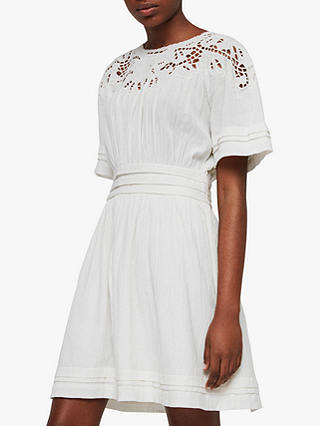 AllSaints Lise Broderie Detail Dress, Chalk White