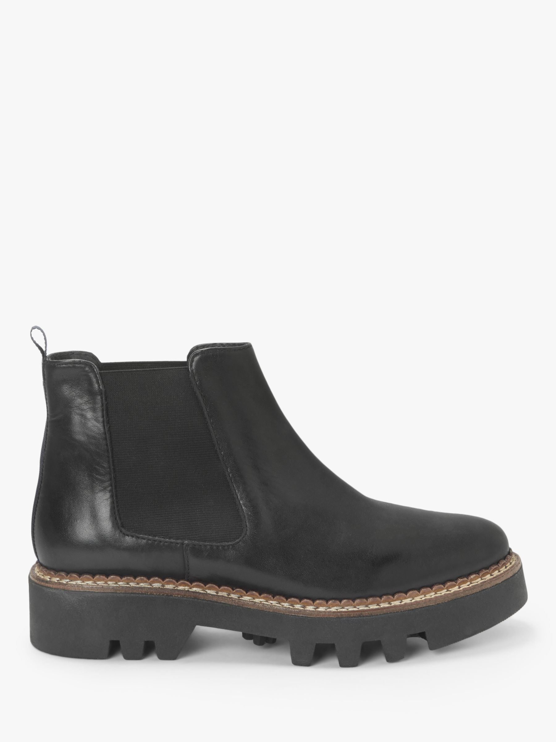Kin Paisley Leather Platform Chelsea Boots, Black