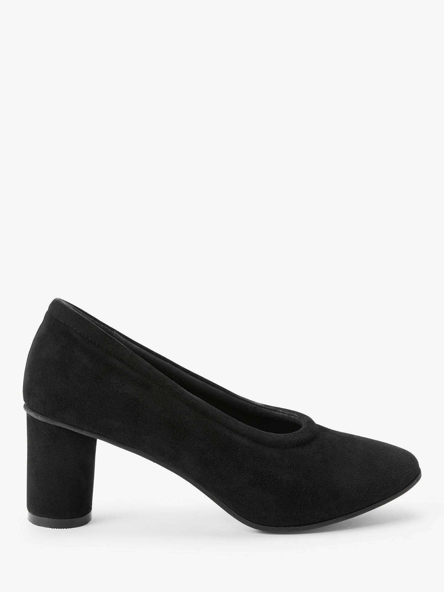 Kin Alisha Suede Cone Heel Court Shoes, Black at John Lewis & Partners