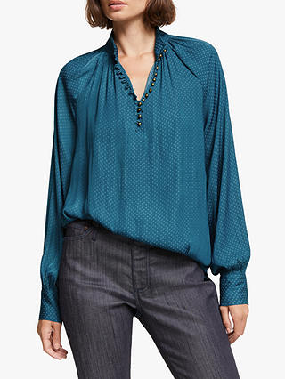 AND/OR Ivy Spot Print Blouse, Teal