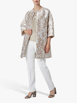 Helen McAlinden Jackie Floral Jacquard Coat, White/Multi