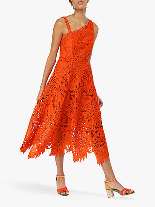 Monsoon Maria Palm Lace Dress, Orange