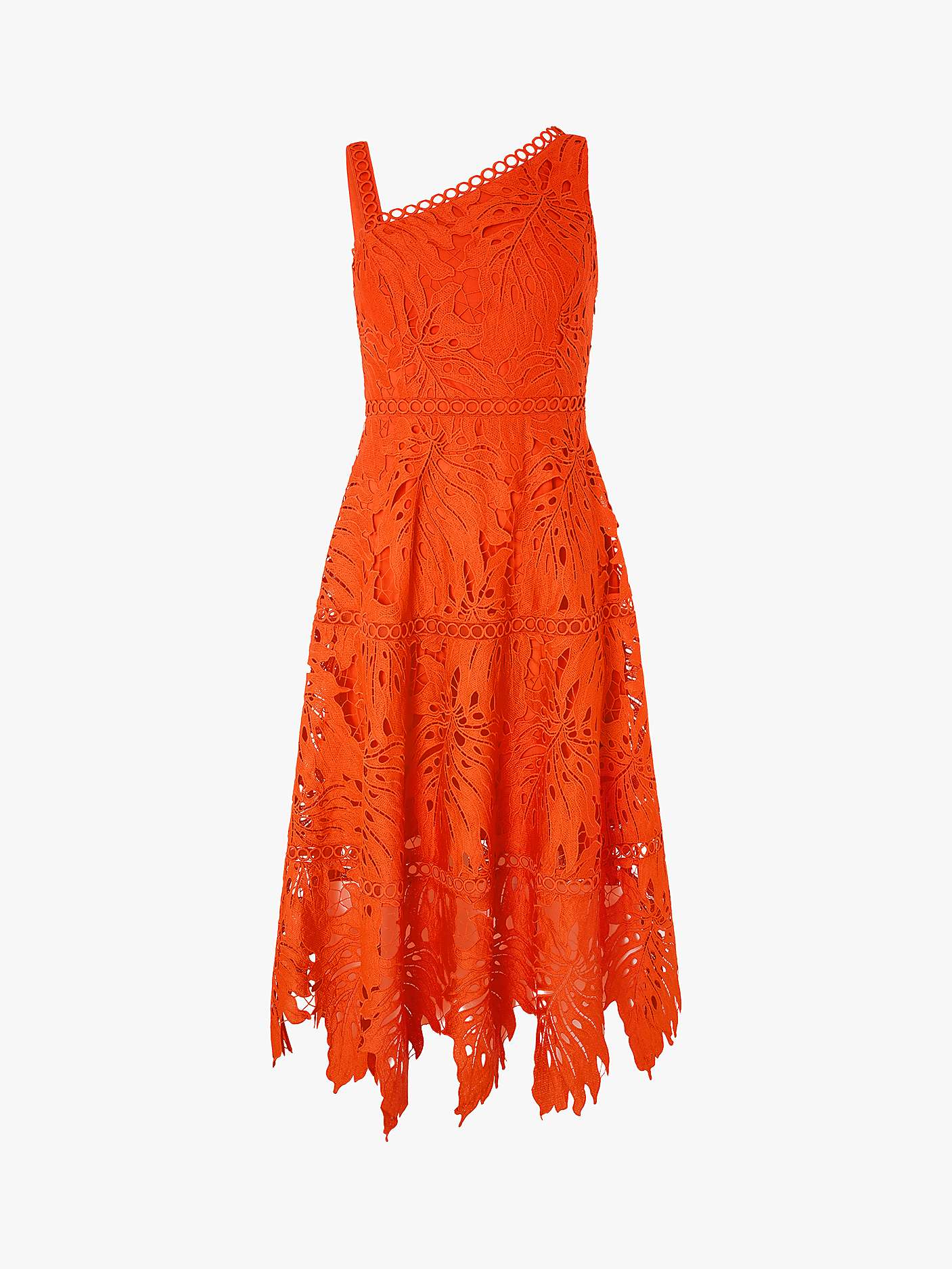 Monsoon Maria Palm Lace Dress, Orange at John Lewis & Partners