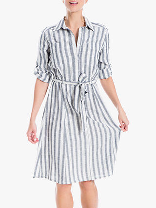 Max Studio Stripe Shirt Dress, Navy/Ivory