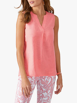 Pure Collection Linen Sleeveless Top, Shell Coral