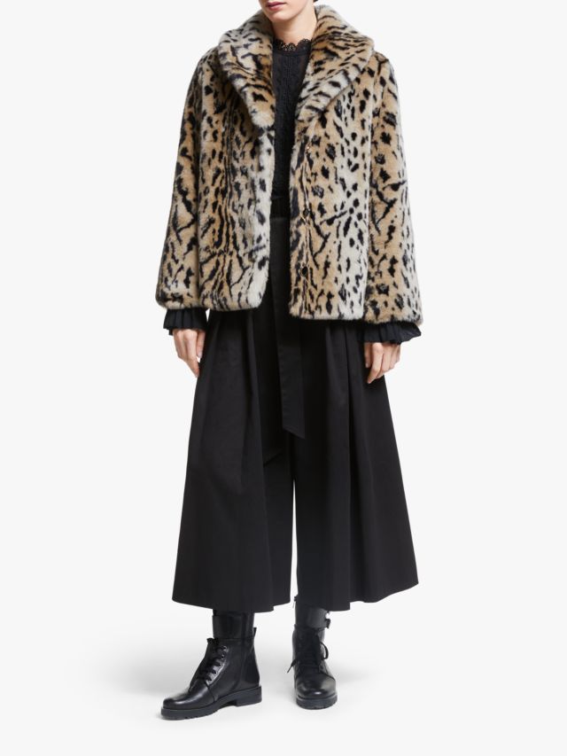 Somerset by Alice Temperley Leopard Fur Coat, Neutral, 16