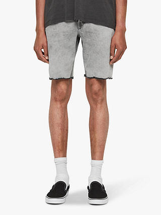 AllSaints Switch Frayed Denim Shorts, Grey
