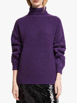 John Lewis & Partners Cable Knit Sleeve Chunky Sweater