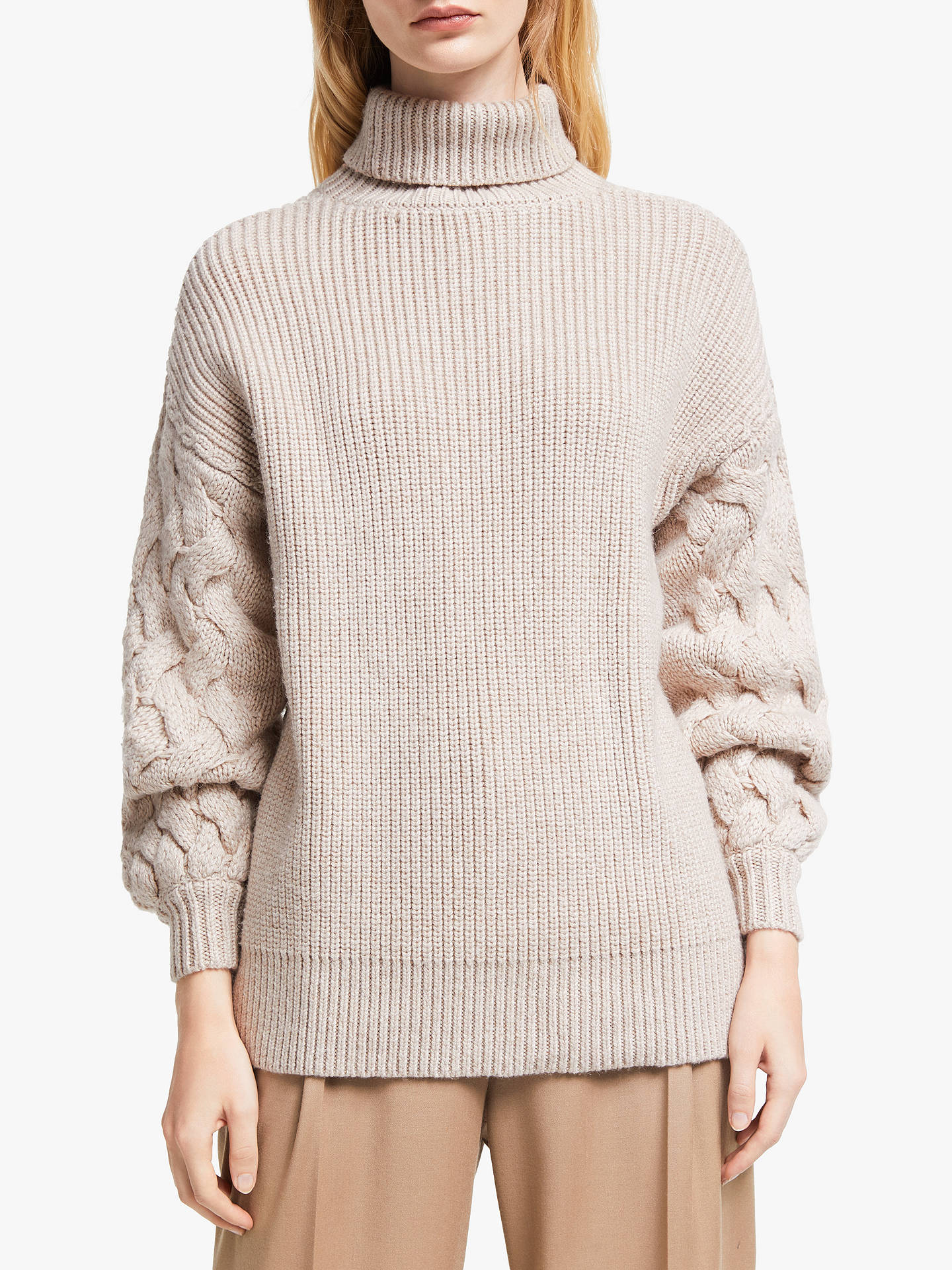 John Lewis & Partners Cable Knit Sleeve Chunky Sweater at John Lewis ...