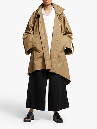Kin Asymmetric Poncho Waxed Cotton Coat, Neutral