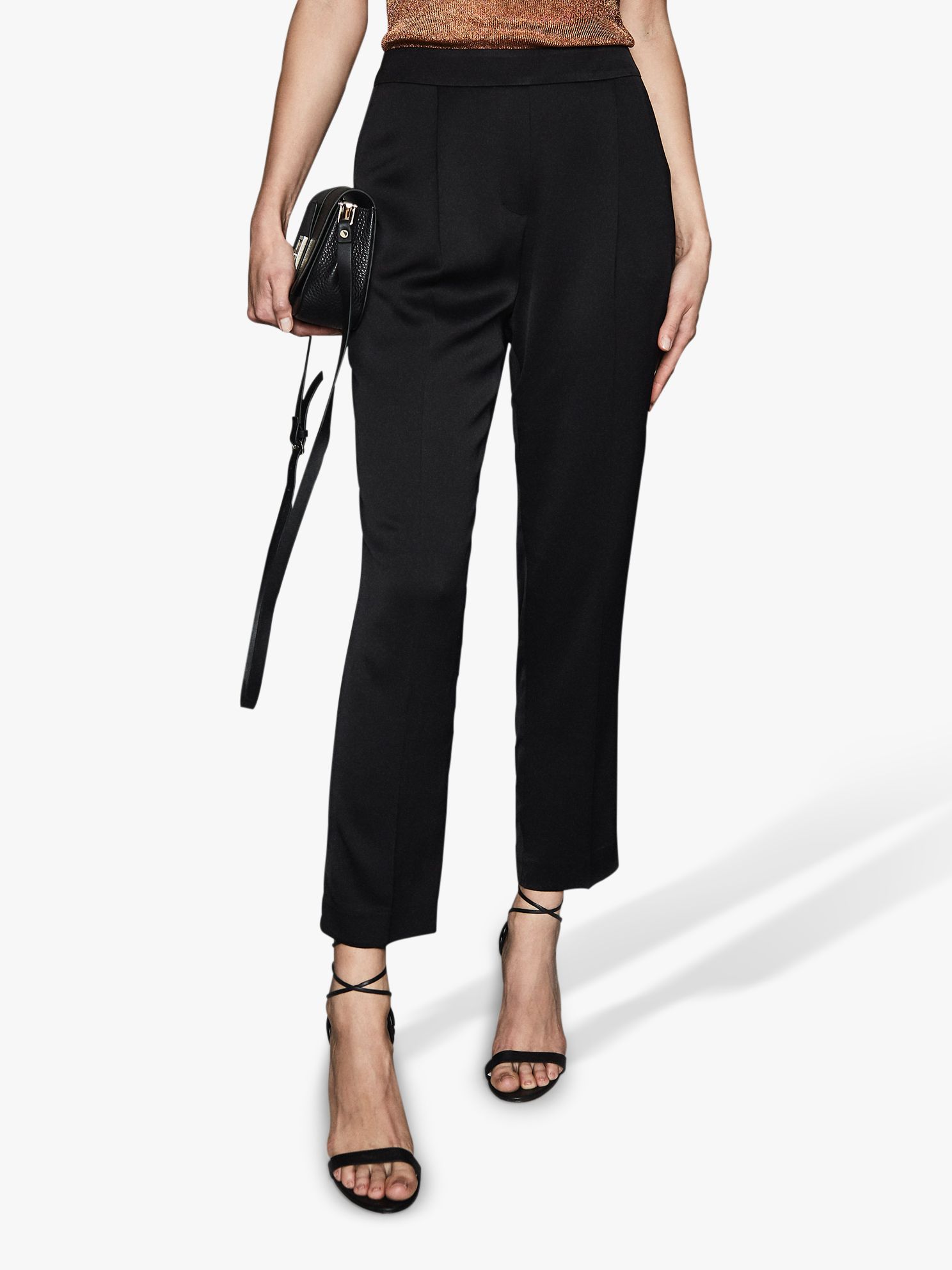 Reiss Reese Tapered Trousers, Black at John Lewis & Partners