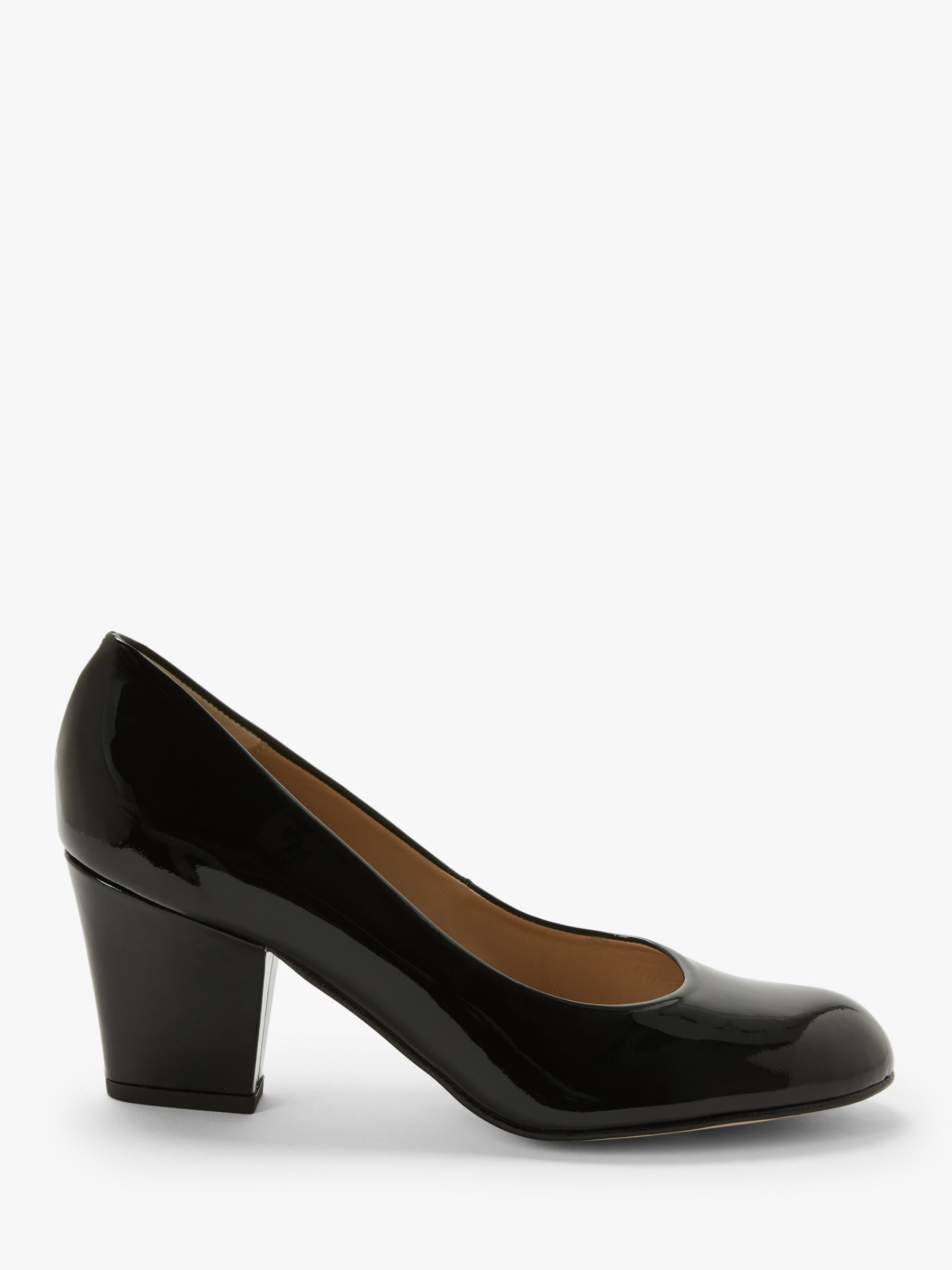 John Lewis & Partners Alma Leather Block Heel Court Shoes, Black