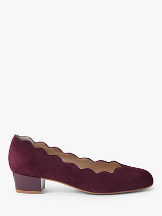 John Lewis & Partners Aiyana Scallop Mid Heel Court Shoes, Dark Red