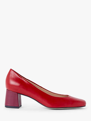 John Lewis & Partners Amanda Contrast Heel Court Shoes, Red/Purple