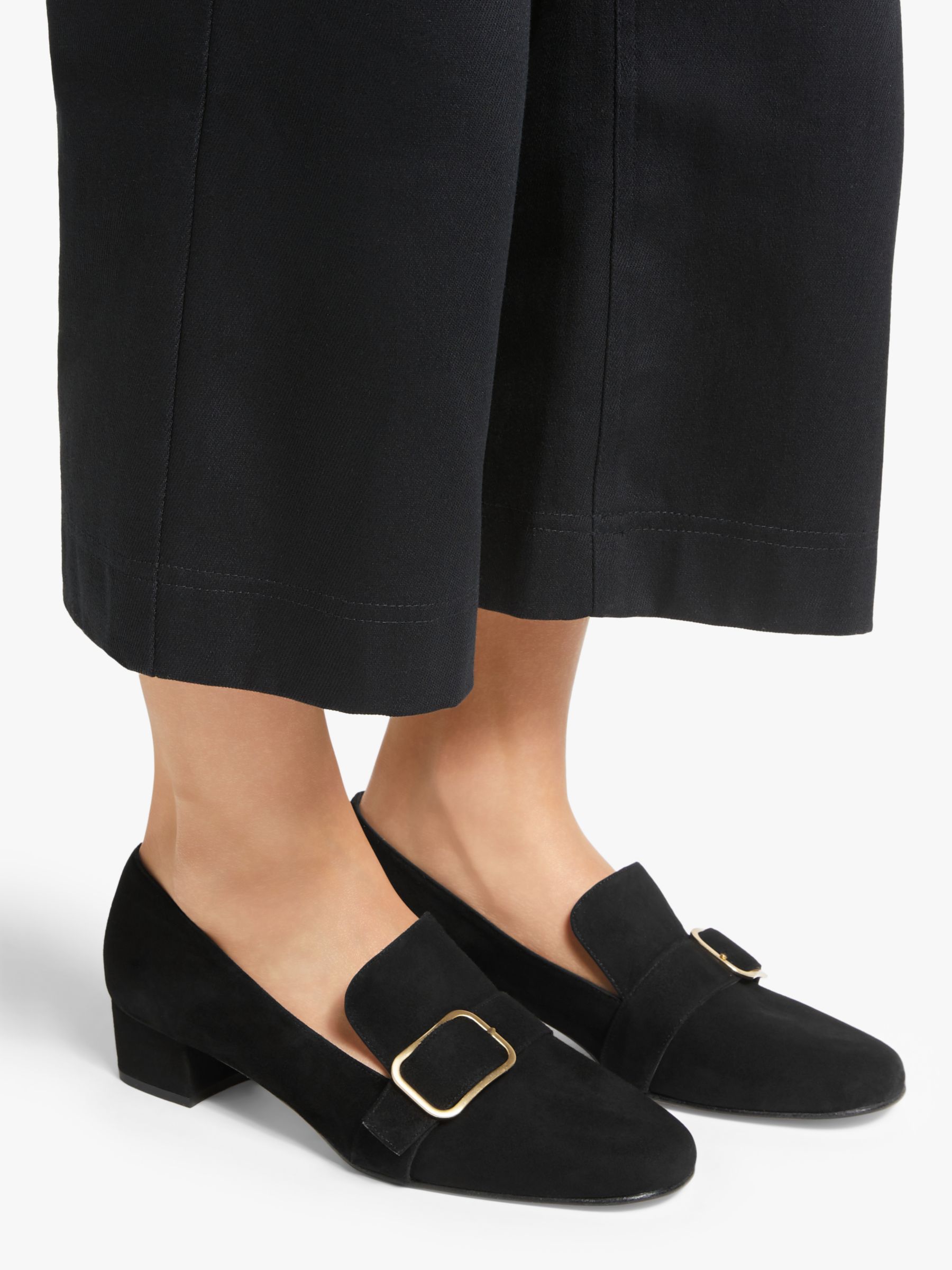 John Lewis & Partners Amelie Suede Low Heel Court Shoes, Black