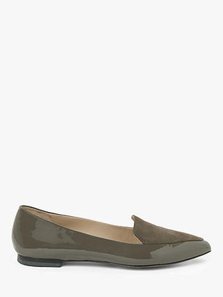 John Lewis & Partners Gin Patent Leather & Suede Loafers, Grey